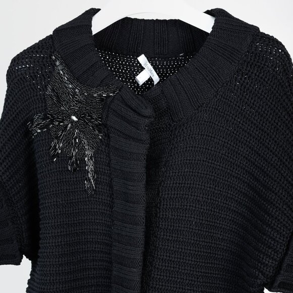 MaxMara Black Chunky Knit Beaded Boxy Cardigan - Picture 3 of 9